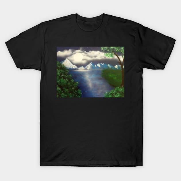 Super moon at the lake T-Shirt by Edwardtiptonart